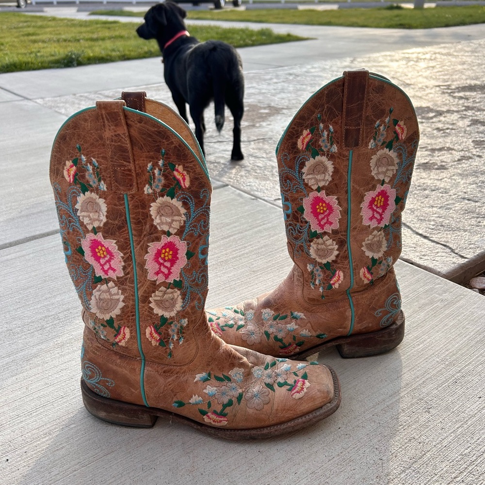 Macie Bean Brown Floral Heeled Boots
